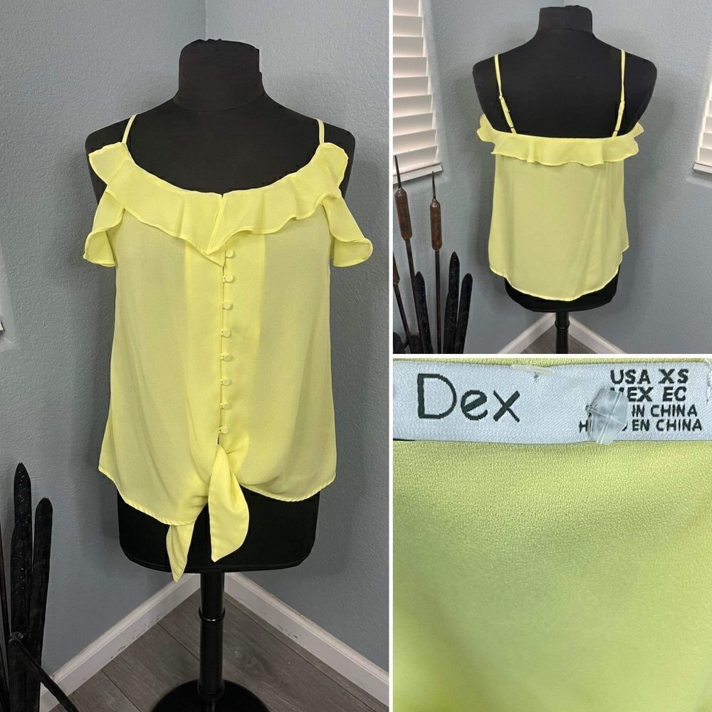 Dex Women's Spaghetti Strap Size XS Yellow Tank Top Blouse